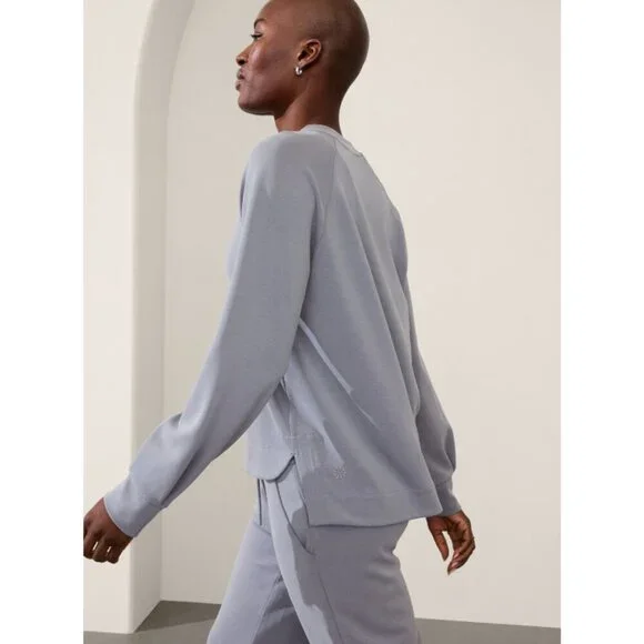 Athleta Seasoft Crewneck Sweatshirt in COSMOS gray blue, Size XS - Picture 2 of 16